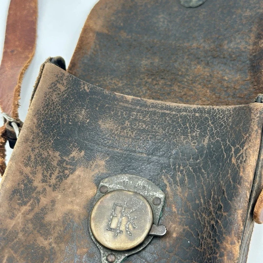 Kodak 3A Autographic Folding Pocket Camera Case - Leather Bag w/ Strap - Repair